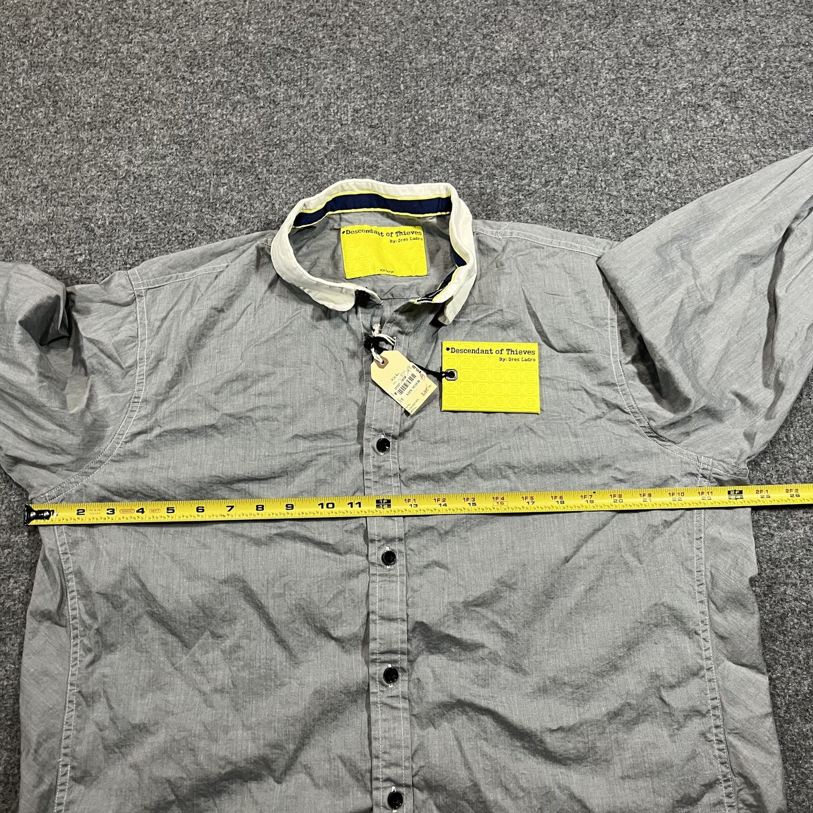 Descendant Of Thieves Shirt Mens Xxl Gray Cotton Pockets Long Sleeve Collared — image 5 of 8